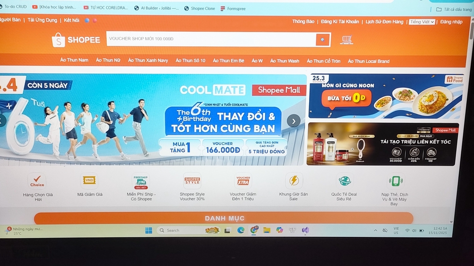 Lập trình website mô phỏng theo trang web bán hàng Shopee