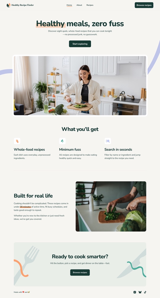 Modern, responsive landing page