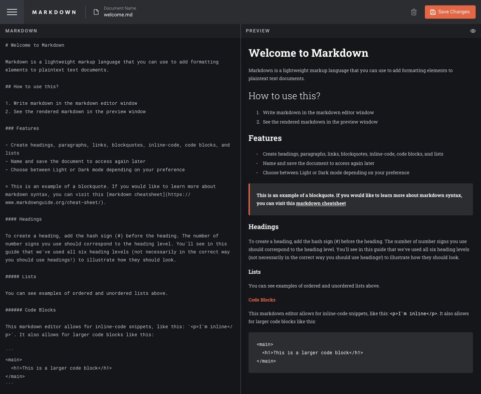 In-browser markdown editor