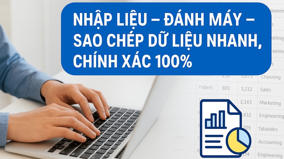 Nhập liệu – đánh máy nhanh, chính xác; xử lý bảng biểu, sao chép dữ liệu và bảo mật tuyệt đối.