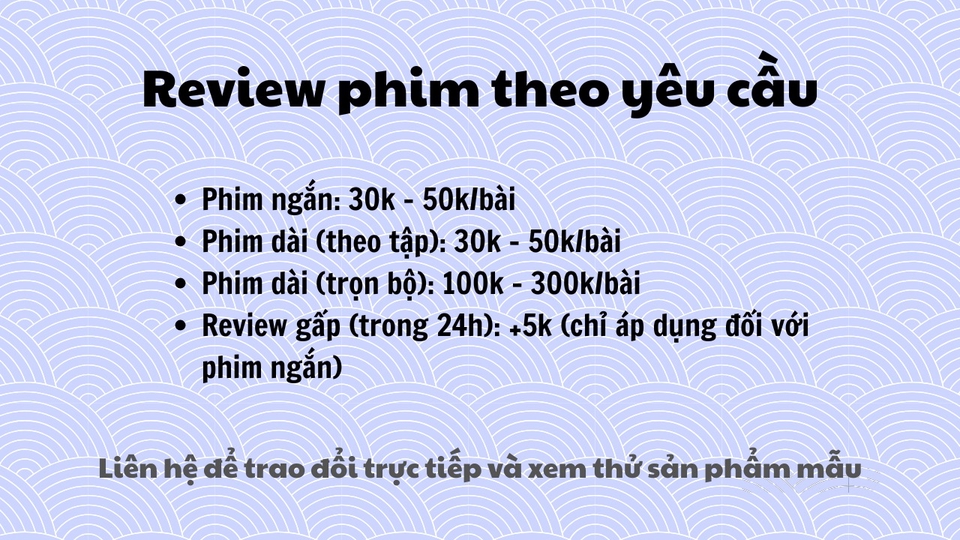 Các dịch vụ Viết lách & Dịch thuật khác - Thuê freelancer Viết lách & Dịch thuật - Nhận review phim theo yêu cầu