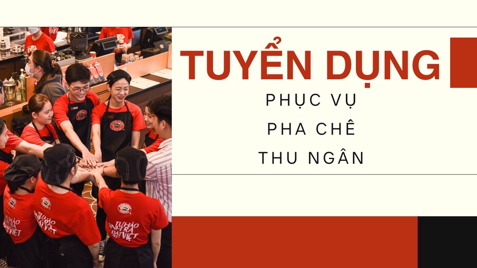 Tuyển dụng nhân viên pha chế, thu ngân, phục vụ cho quán cafe