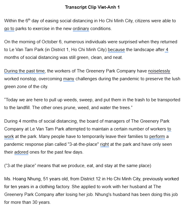 Transcription - TRANSCRIPT AUDIO/VIDEO – CHUYỂN ÂM THANH THÀNH VĂN BẢN - TIẾNG ANH & TIẾNG VIỆT - 2