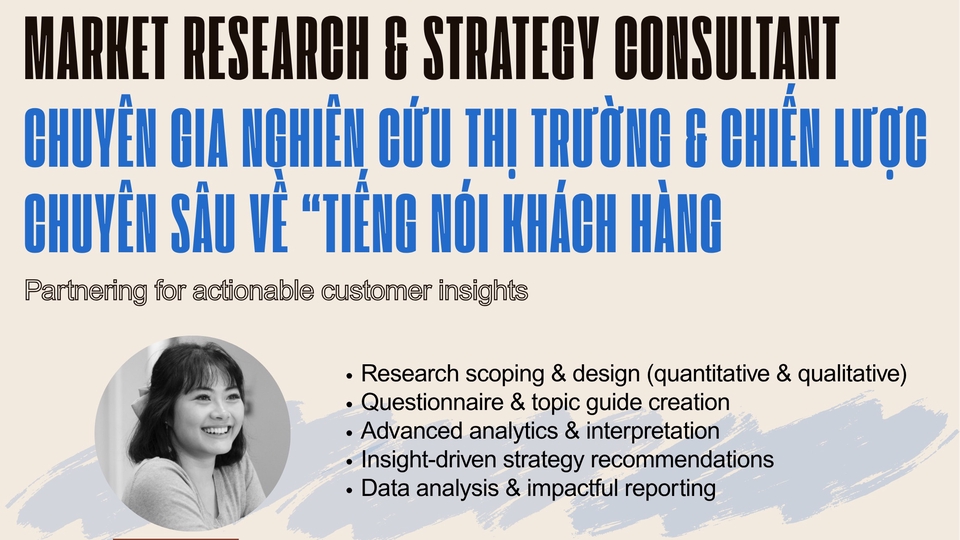 Dịch vụ Nghiên cứu thị trường - Thuê freelancer Nghiên cứu thị trường - Chuyên gia Nghiên cứu Thị trường & Chiến lược | Chuyên sâu về “Tiếng nói Khách hàng”