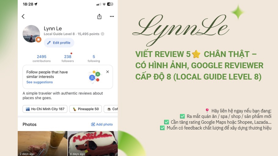 Liên hệ nếu bạn cần đánh giá 5 sao thật lòng, rõ ràng và giúp tăng độ uy tín cho sản phẩm/dịch vụ.