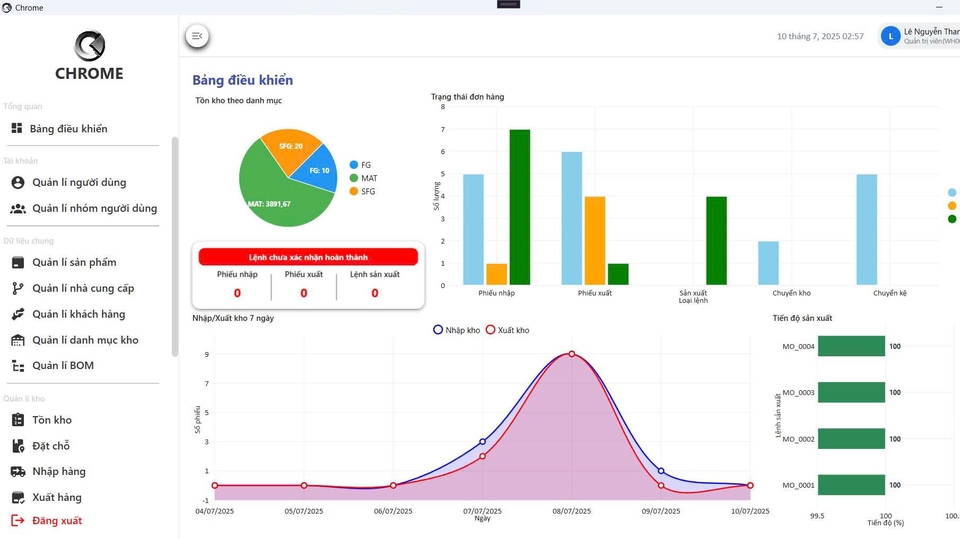 Hệ thống quản lý tồn kho, truy xuất nguồn gốc