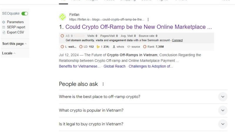 Bài viết chứa từ khóa chuyên ngành "crypto off-ramp in Vietnam" lên top tìm kiếm Google