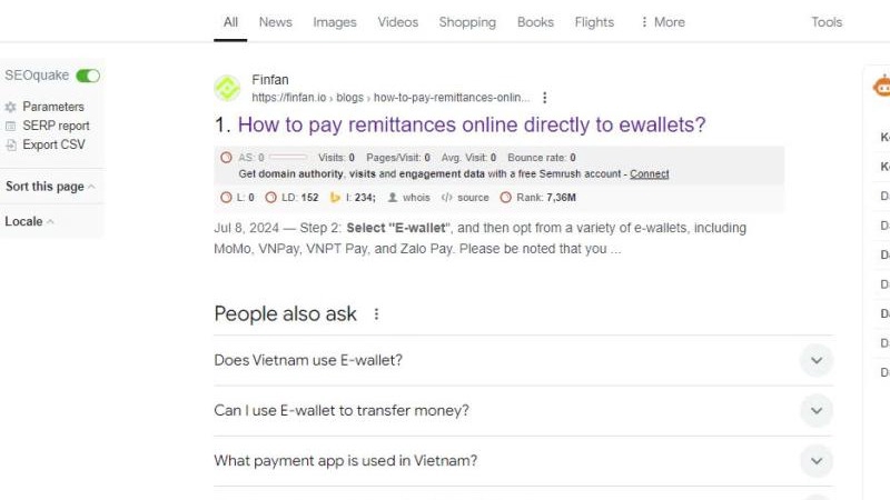 bài viết chứa từ khóa cung cấp thông tin "remiitance to vietnam ewallet" lên top Google tìm kiếm