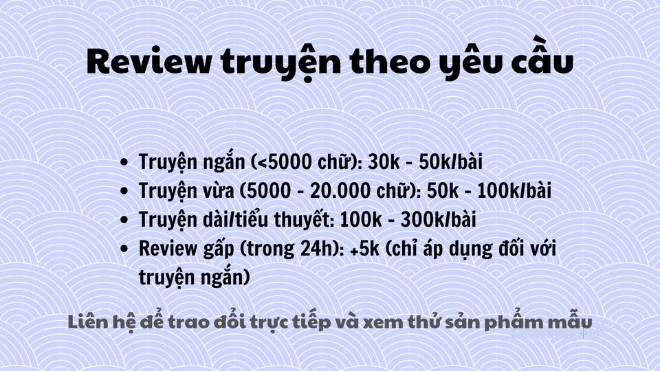 Các dịch vụ Viết lách & Dịch thuật khác - Thuê freelancer Viết lách & Dịch thuật - Nhận review truyện theo yêu cầu