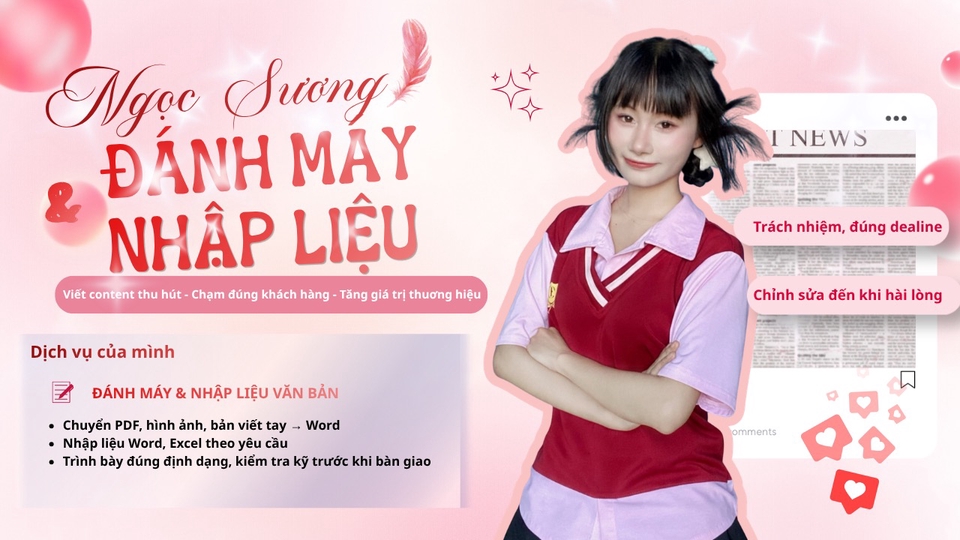 Nhận đánh máy PDF, hình ảnh, nhập liệu Word/Excel, hỗ trợ chỉnh sửa.
