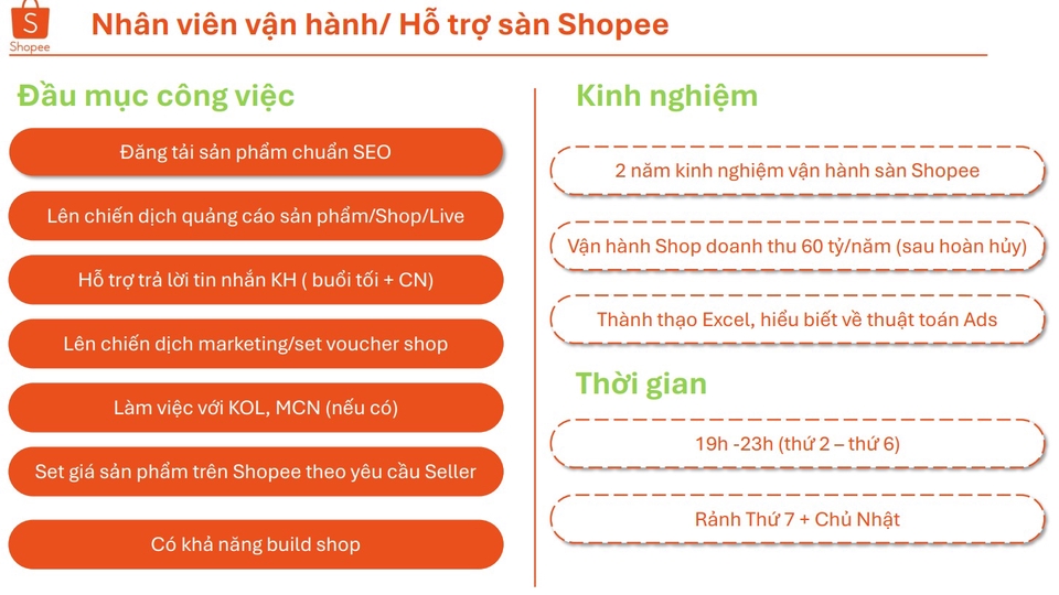 tôi có kinh nghiệm 2 năm vận hành sàn Shopee, chạy ads và tối ưu sản phẩm chuẩn SEO