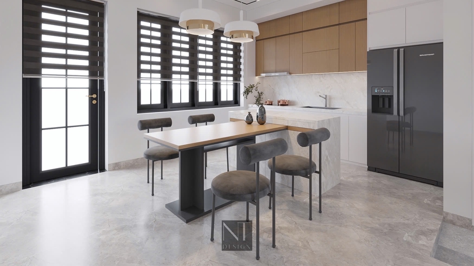Không gian khu bếp, ăn hiện đại