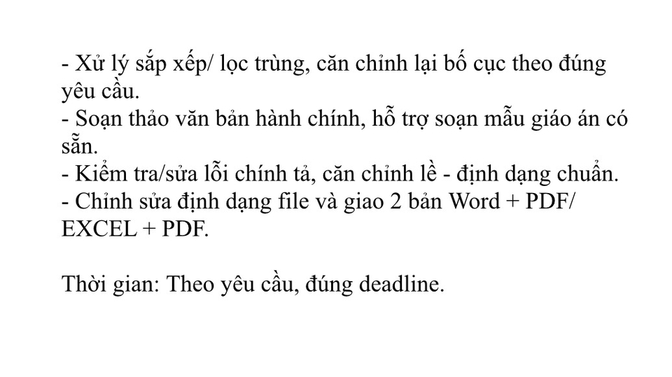 GÓI MID - TIÊU CHUẨN
Nhập liệu nâng cao