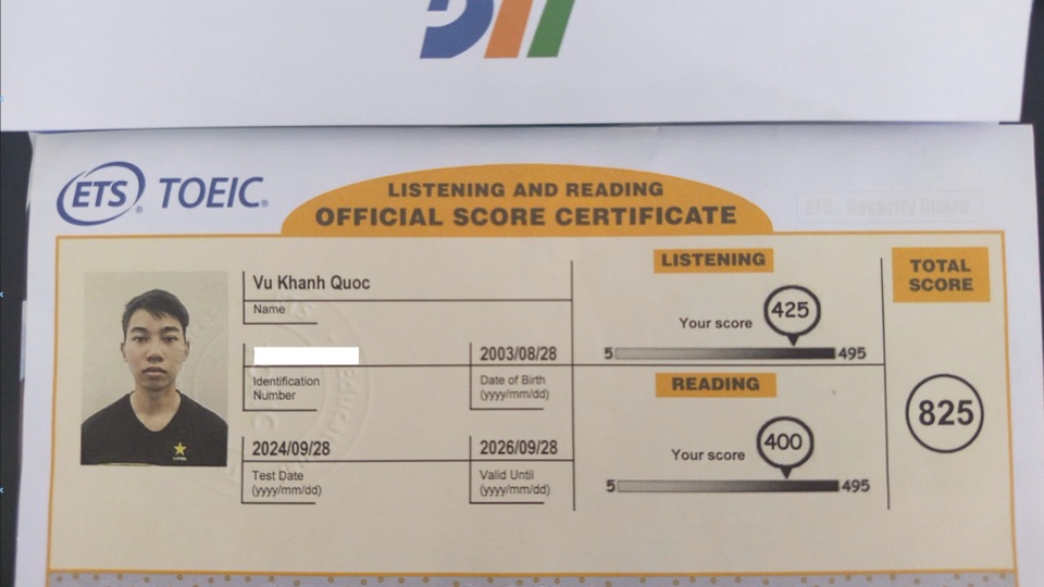 Toeic certificate. Chứng chỉ TOEIC