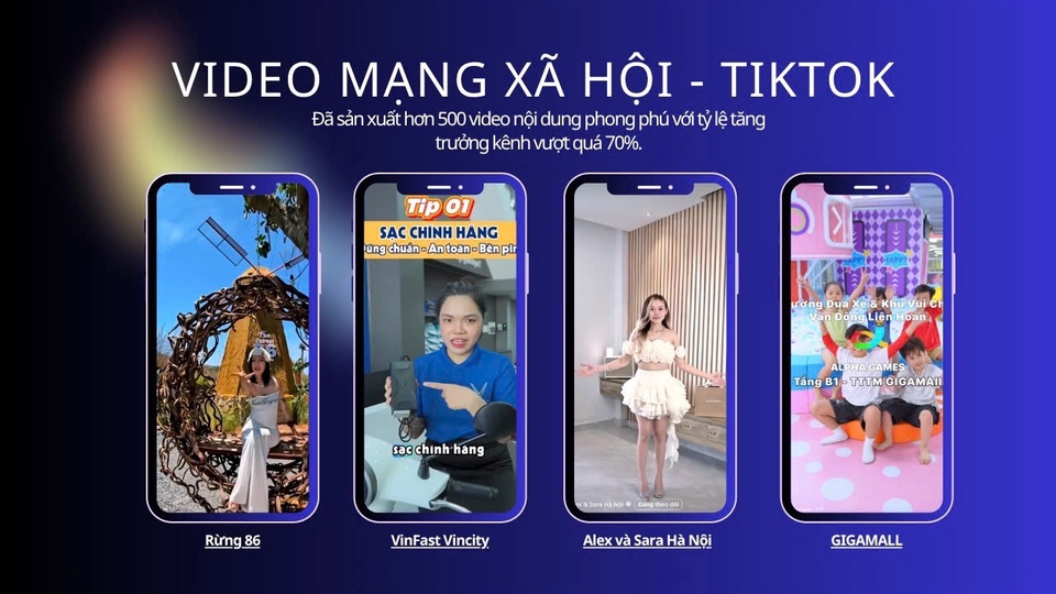 Sản xuất video trọn gói (quay - dựng)
Video social
Video short dạng dọc
Video tối đa 2 phút