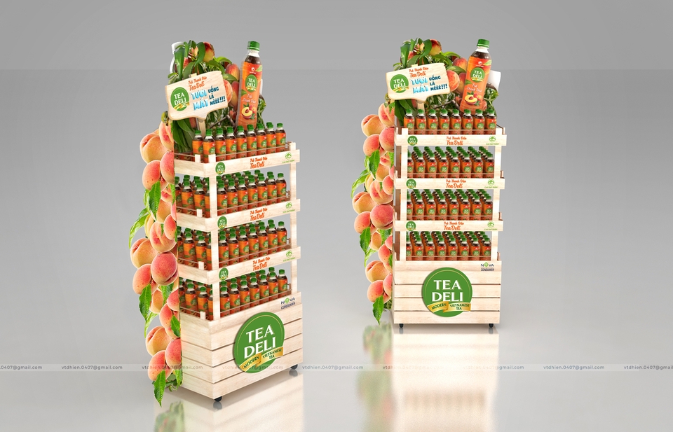 Thiết kế mô hình 3D - Thiết kế 3D Kệ trưng bày siêu thị, kệ sản phẩm (TEA DELI) - Display Stand - 4