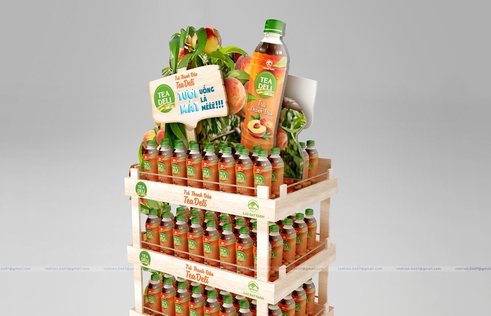 Thiết kế mô hình 3D - Thiết kế 3D Kệ trưng bày siêu thị, kệ sản phẩm (TEA DELI) - Display Stand - 3