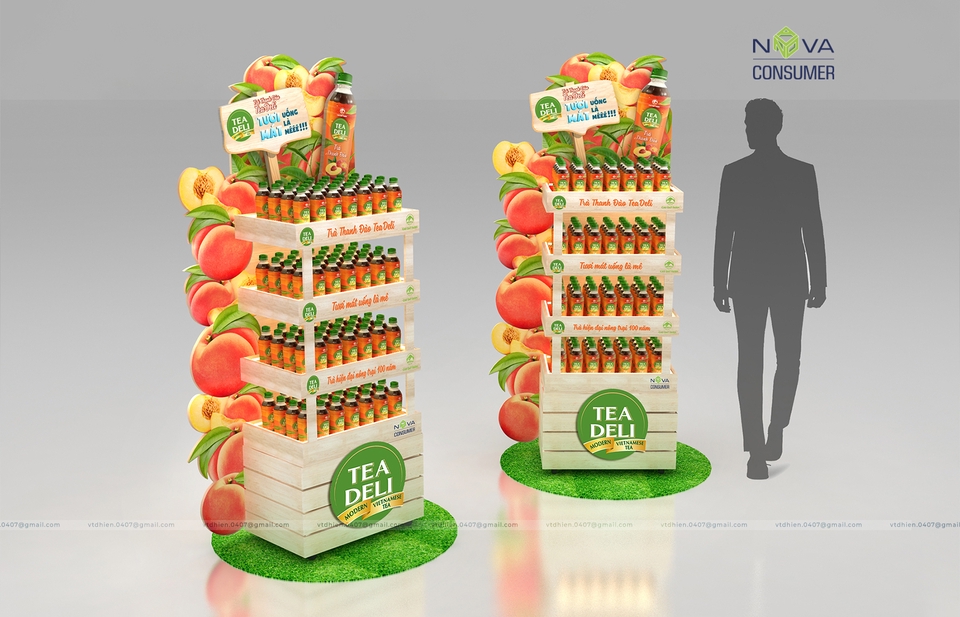 Thiết kế mô hình 3D - Thiết kế 3D Kệ trưng bày siêu thị, kệ sản phẩm (TEA DELI) - Display Stand - 2
