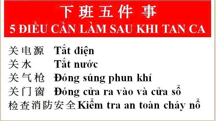 dịch các loại biển cánh báo, thông báo, thao tác máy móc trong xưởng sản xuất